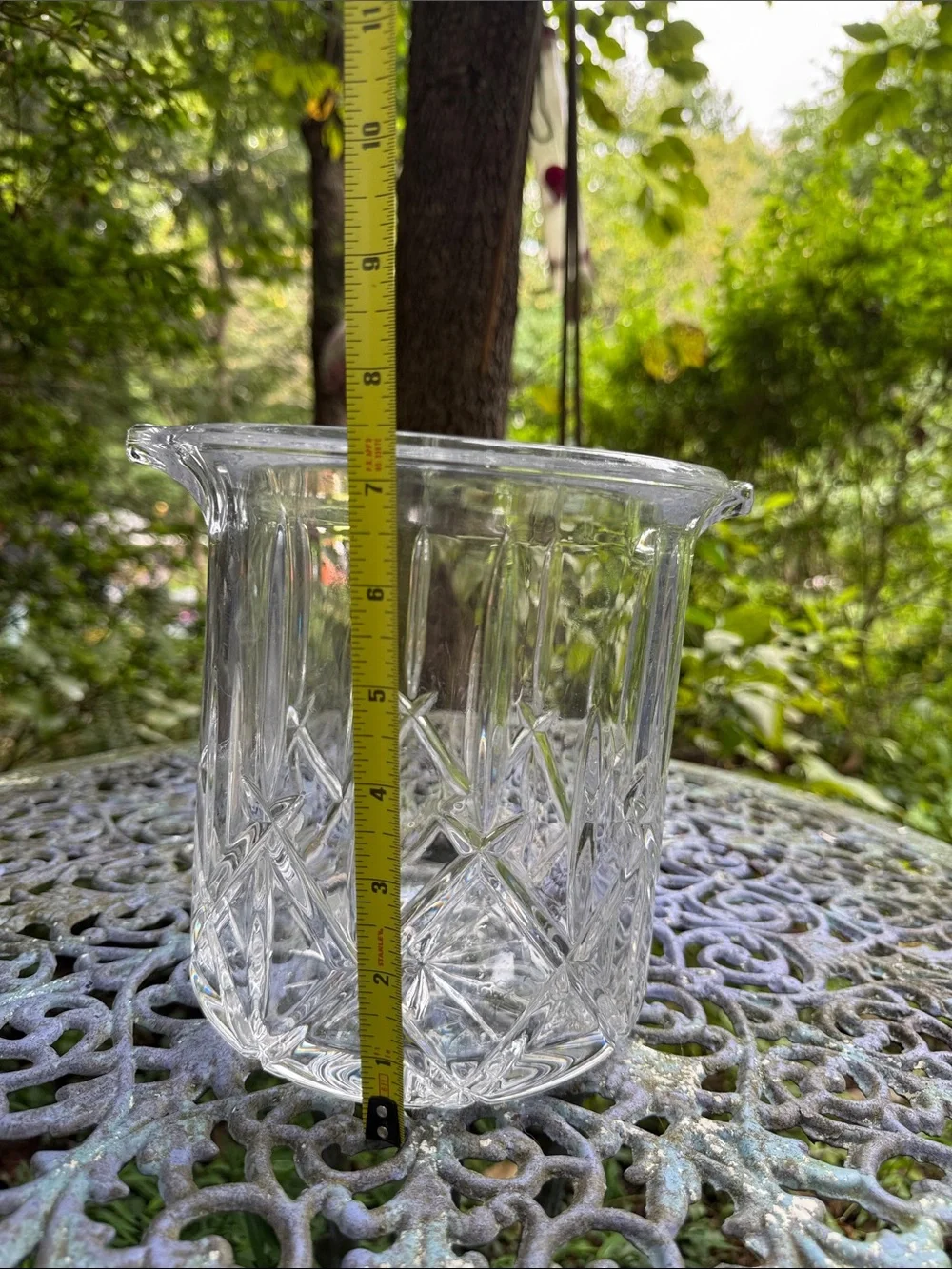 Gorham Lady Anne Lead Crystal Ice Bucket with Silver Plate Tongs